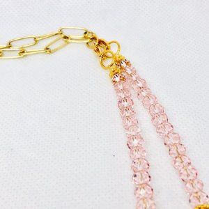 Jeweled Rose quartz crystals w/24K gold filled mas